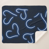 Neon Hearts Blue Sherpadecke (Vorderseite (Horizontal))