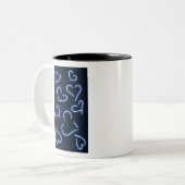 Neon Hearts Blue Zweifarbige Tasse (Vorderseite Links)