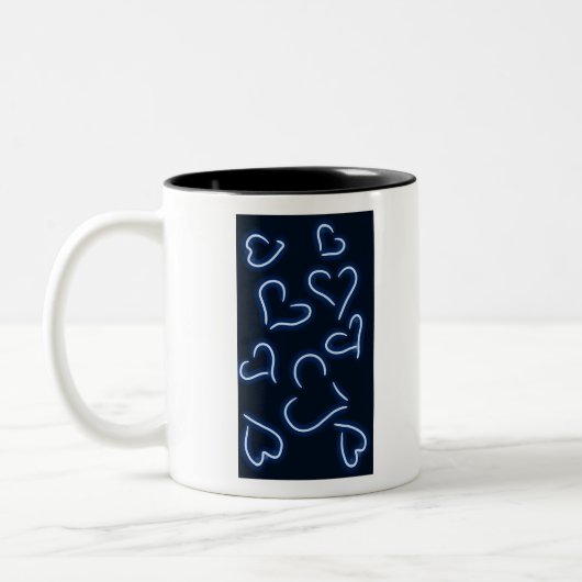 Neon Hearts Blue Zweifarbige Tasse (Links)