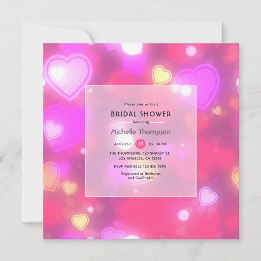 Neon Hearts Brautparty Einladung (Vorderseite)