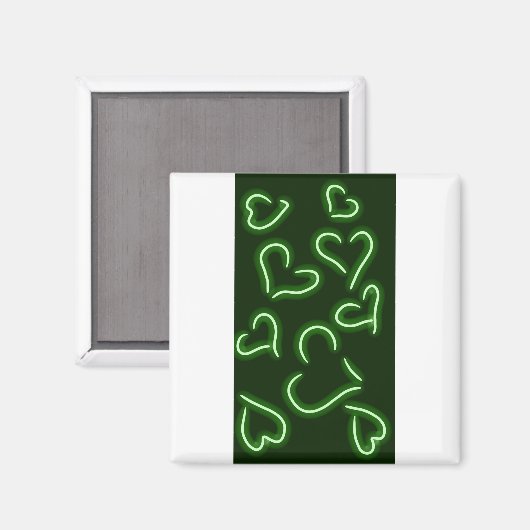 Neon Hearts Green Magnet (Vorderseite/Rückseite)