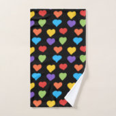 Neon Hearts Handtuch (Regenbogen & Schwarz) (Handtuch)