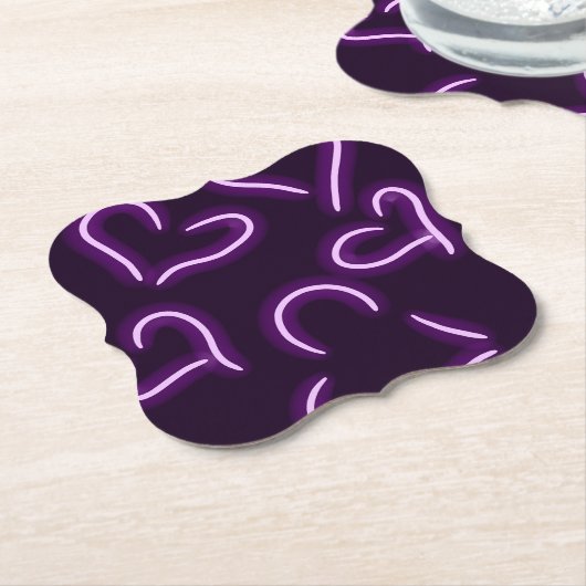 Neon Hearts Lila Untersetzer (angewinkelt)