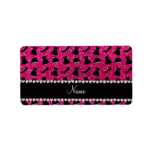 Neon heißen rosa Glitzer High Heels Kleidung Geldb Adressaufkleber (Vorne)