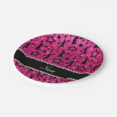 Neon heißen rosa Glitzer Sterne jubeln Pappteller (Schrägansicht)