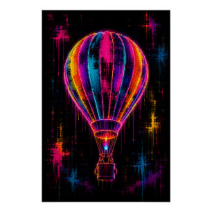 Neon-Heißluftballon Poster