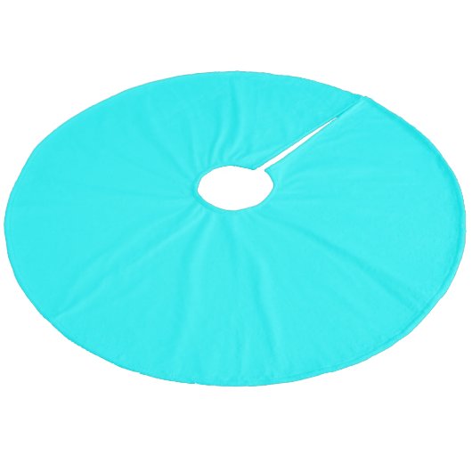 Neon hellblau 00ffff fleece weihnachtsbaumdecke (Schrägansicht)