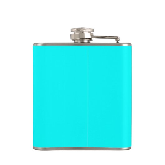 Neon hellblauer Hex Code 00ffff Flachmann (Rückseite)