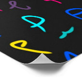 Neon-Helle Markierungen auf Schwarz Poster (Ecke)
