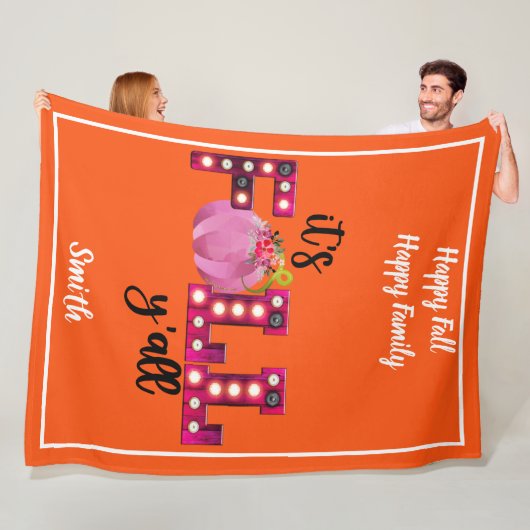 Neon Herbst Autumn Text und Farbe anpassen Fleecedecke (Beispiel)