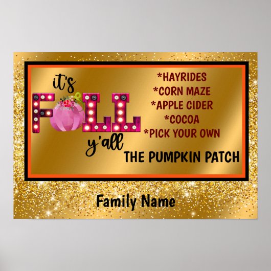 Neon Herbst Autumn Text und Farbe anpassen Poster (Vorne)