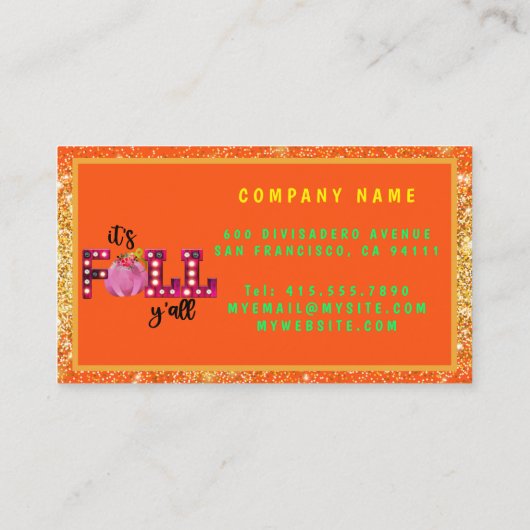 Neon Herbst Autumn Text und Farbe anpassen Visitenkarte (Rückseite)