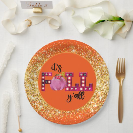 Neon Herbst Farbe anpassen Pappteller (Hochzeit)
