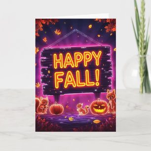 Neon-Herbst-Grußkarte 5x7 – Glückliche Herbstblätt Karte