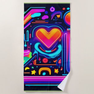 Neon-Herz-Chaos Strandtuch