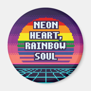 Neon-Herz, Regenbogen-Seele Pride-Pixel-Magnet Magnet