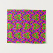 Neon-Herzen-Muster | Abstrakter Wandteppich (Vorderseite (Horizontal))