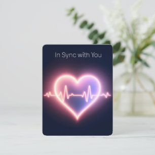 Neon-Herzschlag-Glow-Symbol für Liebe Valentinstag Feiertagskarte