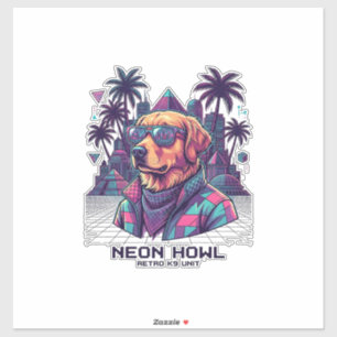 Neon Heul Retro K9 Einheit Hunde Sonnenbrille Palm Aufkleber
