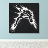 Neon High Diver on Black Leinwanddruck (Insitu (Holzboden))