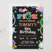 Neon High Five Birthday Boy Einladungen (Vorderseite)