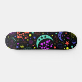 Neon Himmelselemente, Sterne, Monde, Planeten Skateboard (Horizontal)