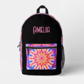 Neon Hippie Gefärbte Krawatte Girly Cool Sporty Co Bedruckter Rucksack (Vorderseite)