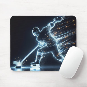 Neon Hockey Player auf Eis Mousepad