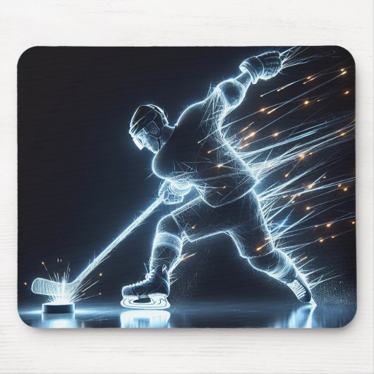 Neon Hockey Player auf Eis Mousepad (Vorne)
