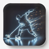 Neon Hockey Player auf Eis Pappteller (Vorderseite)