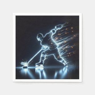 Neon Hockey Player auf Eis Serviette