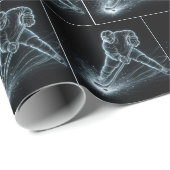 Neon Hockey Player On Ice Geschenkpapier (Rolleneckpunkt)