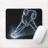 Neon Hockey Player On Ice Mousepad (Mit Mouse)
