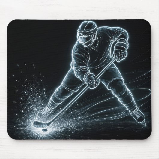Neon Hockey Player On Ice Mousepad (Vorne)