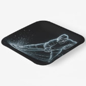 Neon-Hockeyspieler auf Eis Pappteller (Gewinkelt)