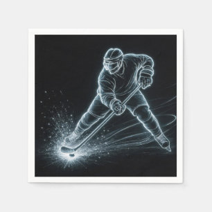 Neon-Hockeyspieler auf Eis Serviette