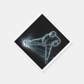 Neon-Hockeyspieler auf Eis Serviette (Ecke)