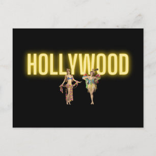 Neon Hollywood und Vintage-Schönheiten Postkarte