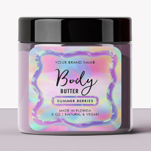Neon Holographic Body Scrub Lotion Jar Produkt Quadratischer Aufkleber