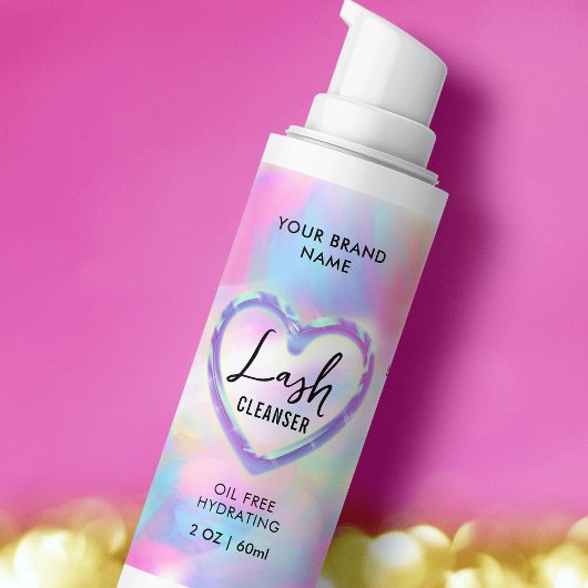 Neon Holographic Girly Lash Cleanser Flasche Rechteckiger Aufkleber