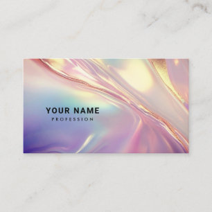 Neon Holographic Liquid Textures QR Code Visitenkarte