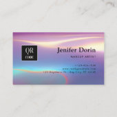 Neon Holographic Modern Textures QR Code Visitenkarte (Rückseite)