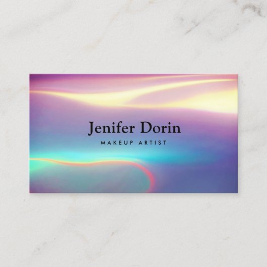 Neon Holographic Modern Textures QR Code Visitenkarte (Vorderseite)