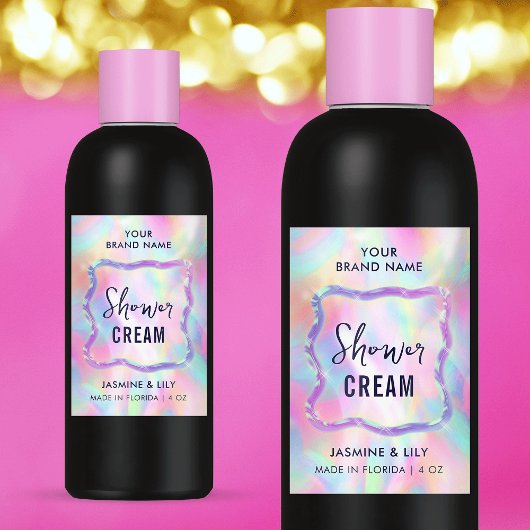 Neon Holographic Soap Shampoo Wasserdichtes Etiket Lebensmitteletikett