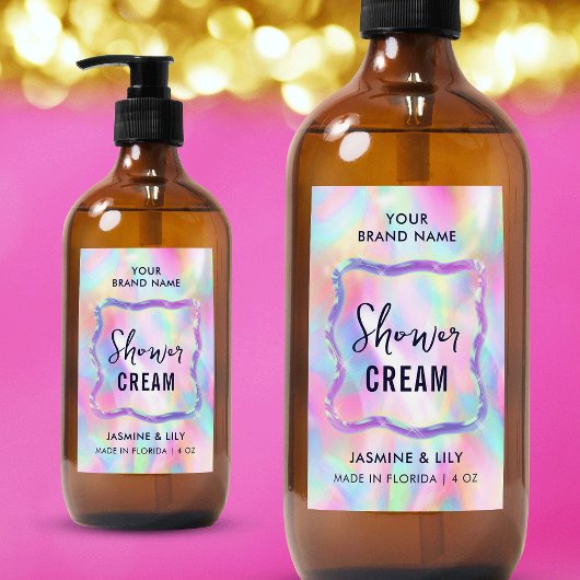 Neon Holographic Soap Shampoo Wasserdichtes Etiket Lebensmitteletikett