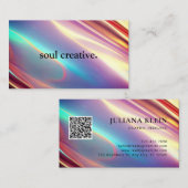 Neon Holographic Textures QR Code Modern Visitenkarte (Vorne/Hinten)