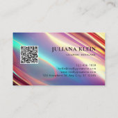 Neon Holographic Textures QR Code Modern Visitenkarte (Rückseite)