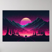 Neon Horizons: Ein Synthwave-Mountain-Drive Poster (Vorne)