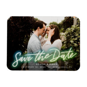 Neon Horizontal Foto Save the Date Magnet