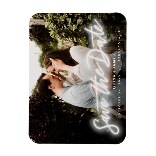 Neon Horizontal Foto Save the Date Magnet (Vertikal)